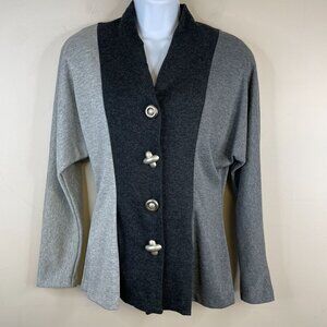 Vintage Artsy Tunic Top Womens 8 Gray Colorblock Urban Chic Travel Knit Capsule